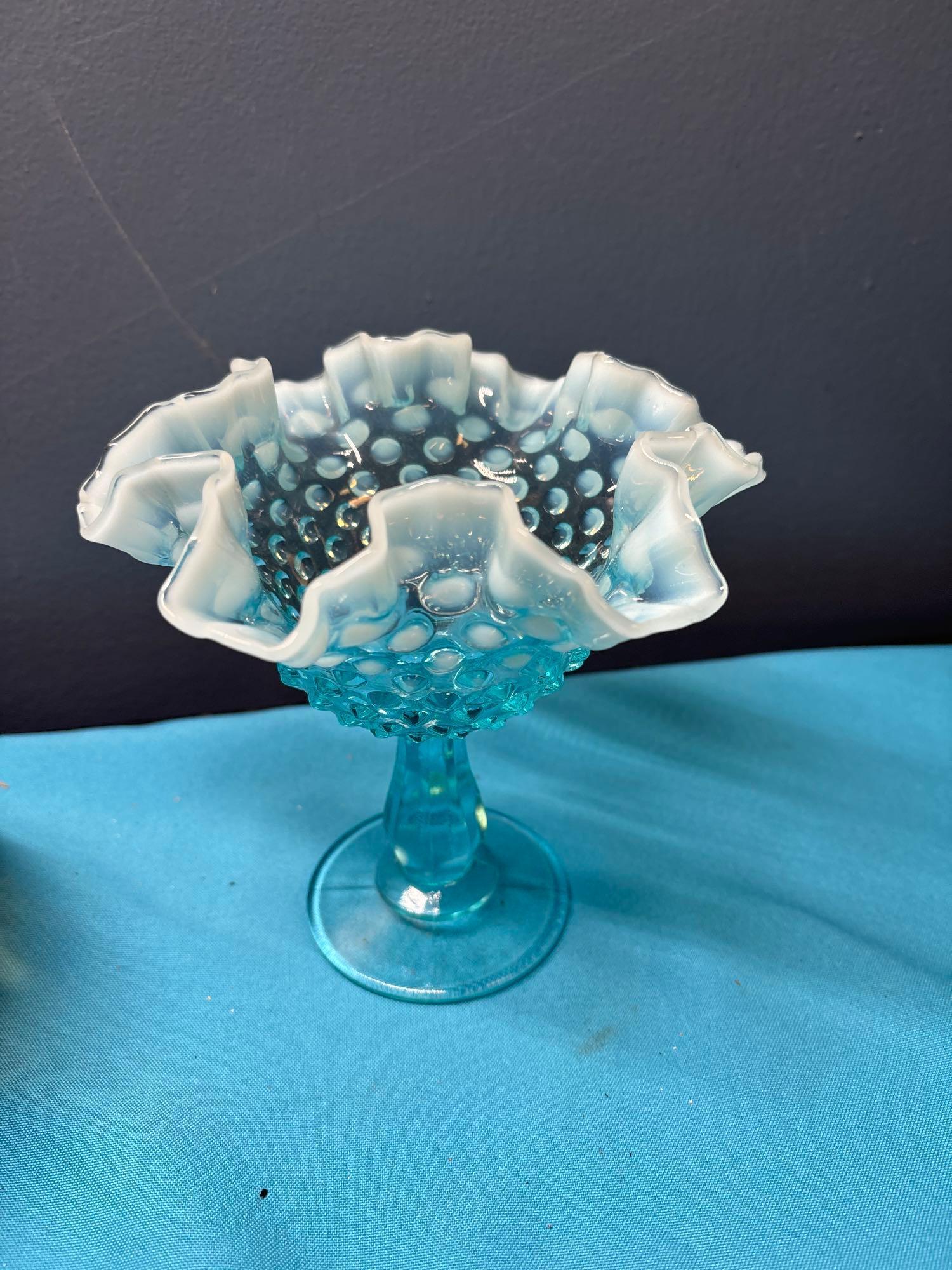 Fenton cameo opalescent Fenton hand painted basket compote other Fenton glass