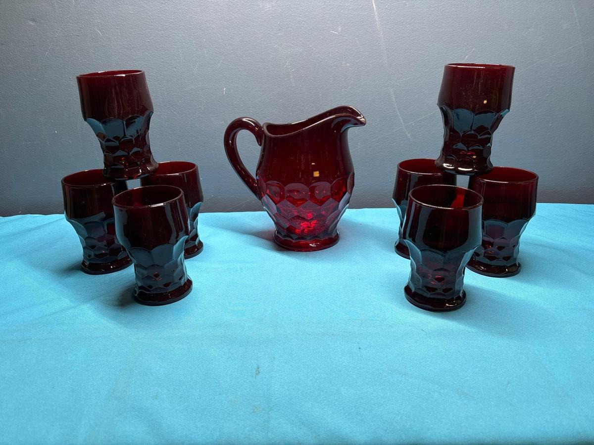 Duncan and Miller honeycomb Ruby beverage set