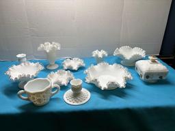 Fenton silver crest Westmoreland milk glass