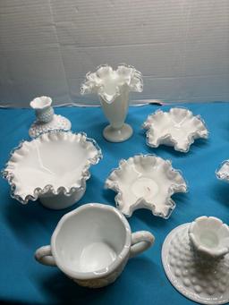 Fenton silver crest Westmoreland milk glass