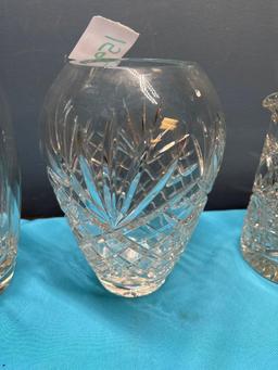 antique cut glass water pitcher other crystal vases etc.