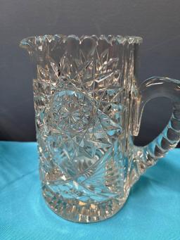 antique cut glass water pitcher other crystal vases etc.