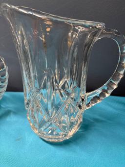 antique cut glass water pitcher other crystal vases etc.