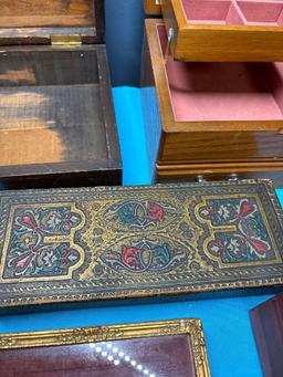 assortment of wood boxes