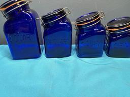 vintage Peace Plenty cobalt blue canister set made in Italy