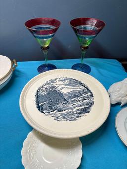 Currier and Ives cake plate homer Laughlin China