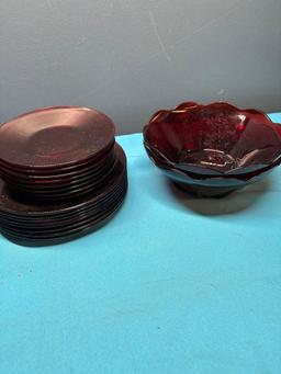 large collection of red glass
