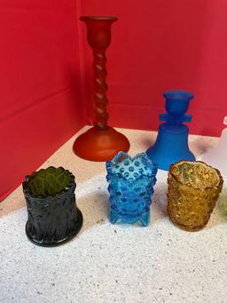 Fenton Toothpick holders, vases, LE Smith bells,