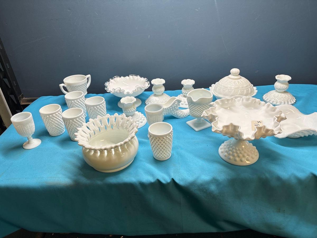 Fenton and other milk glass