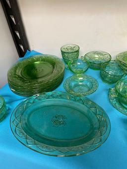 Large lot of Federal glass rosemary green depression uranium glass