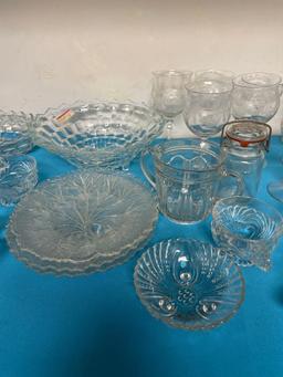 Clear glassware lot, including beautiful etched stemware