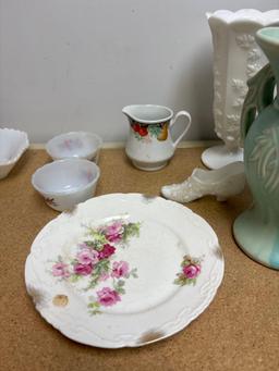 McCoy pottery brownstone milk glass cookie jar vintage kitchen utensils