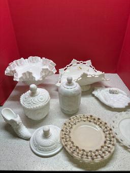 Fenton and other milk glass