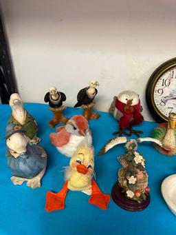 Birds, including Vintage, Robin, model, buzzard bobble heads , Annalee duck, vintage swan rattle