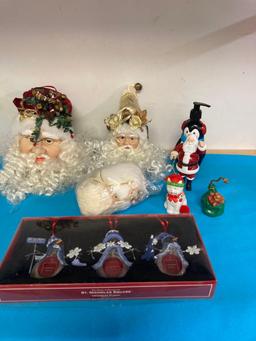 Christmas items including Kurt Adler Santa