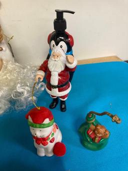 Christmas items including Kurt Adler Santa