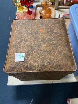 Mid-century sewing bench stool on casters