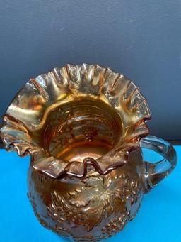 Dugan Carnival glass pitcher