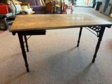 antique wood and iron folding table