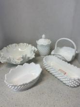 Hobnail Milk glass lot