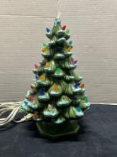vintage ceramic light up Christmas tree approximately 12 inches