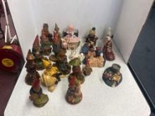 Tom Clarke vintage gnomes and bear and child figurines, mini porcelain vases