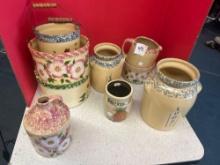 Handpainted Ohio pottery crocks