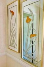 Vintage Postmodern 1980's Pair of Mirrors - Lillies