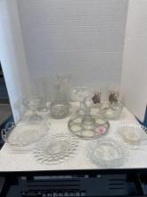 Clear glassware lot and two Kentucky Derby glasses