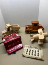 brand new Tonka wood dump truck airplane wood model T first act accordion