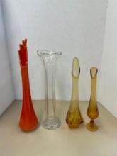 LE Smith bittersweet orange stretch vase, 3 Other stretch vases