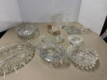 Glass plates relish dishes vases etc.