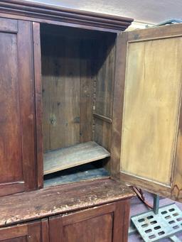 One piece, primitive wood cupboard