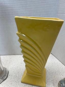 vintage Hugo Schmidt porcelain elk transfer Stein, 1940 Shawnee pottery 6 inch owl, pitcher milk