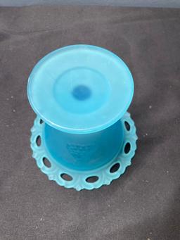 Fenton Westmoreland blue Satin compote