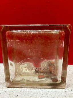 Esso Gasoline Glass Block Bank