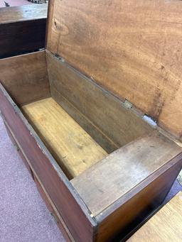 early primitive cedar chest w/ 2 drawers, fancy dovetail