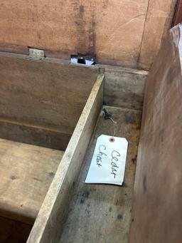 early primitive cedar chest w/ 2 drawers, fancy dovetail