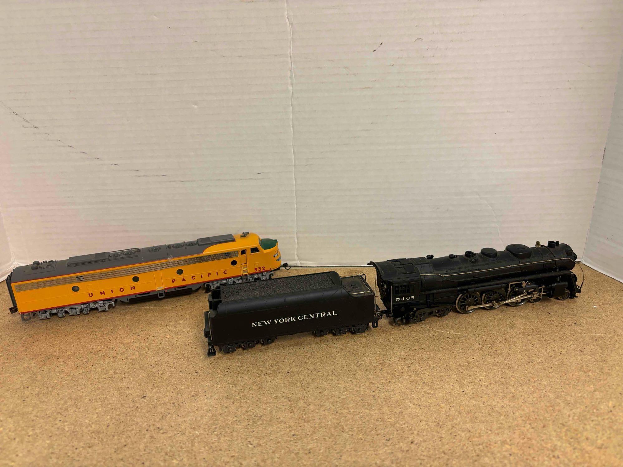 HO scale Union Pacific number 932 electric diesel and New York Central 5405 steam engine and coal