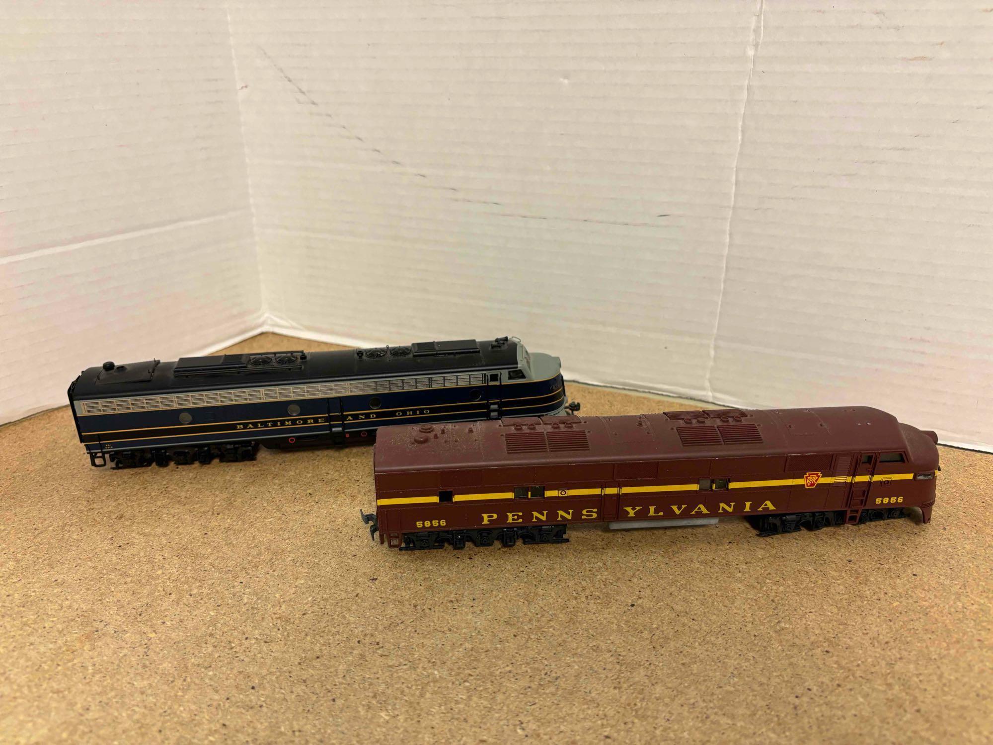 HO scale Pennsylvania number 5856 electric engine and Baltimore and Ohio number 92 a diesel electric
