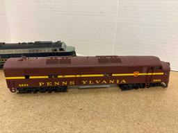 HO scale Pennsylvania number 5856 electric engine and Baltimore and Ohio number 92 a diesel electric