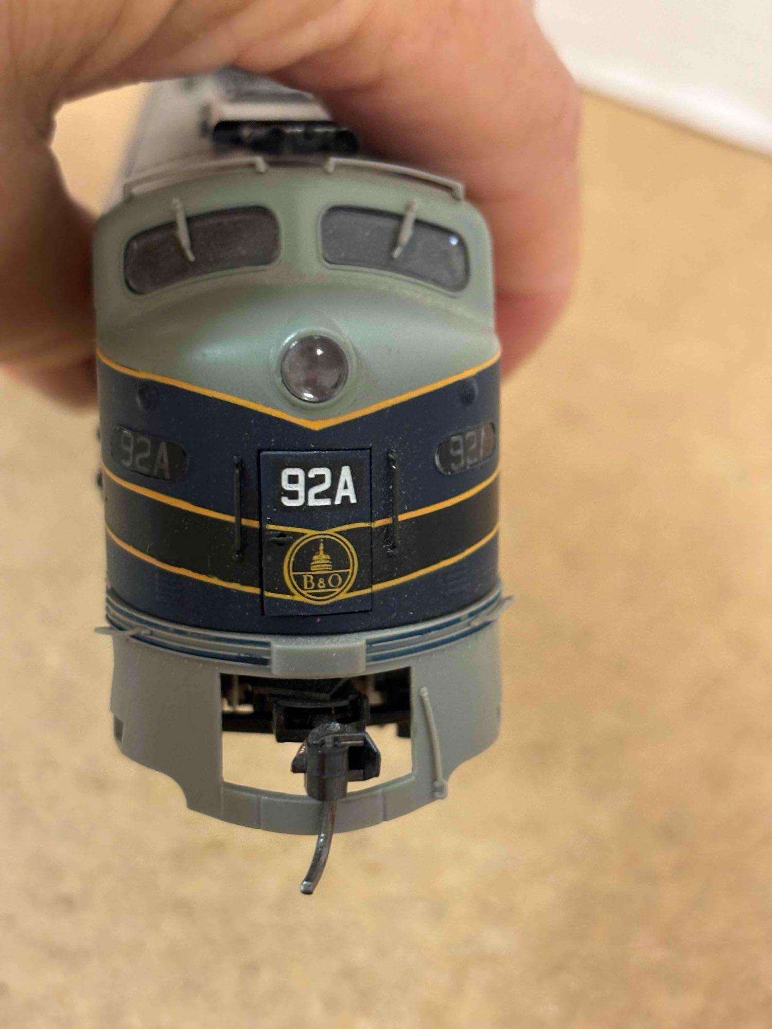 HO scale Pennsylvania number 5856 electric engine and Baltimore and Ohio number 92 a diesel electric