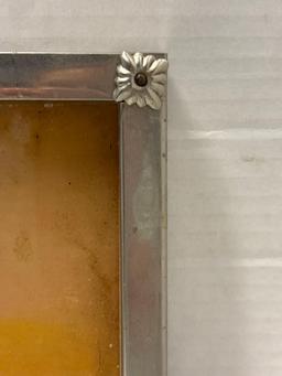 Reverse glass painted tray
