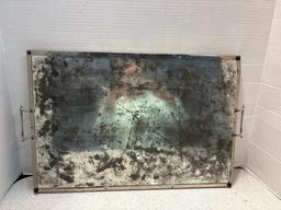 Reverse glass painted tray