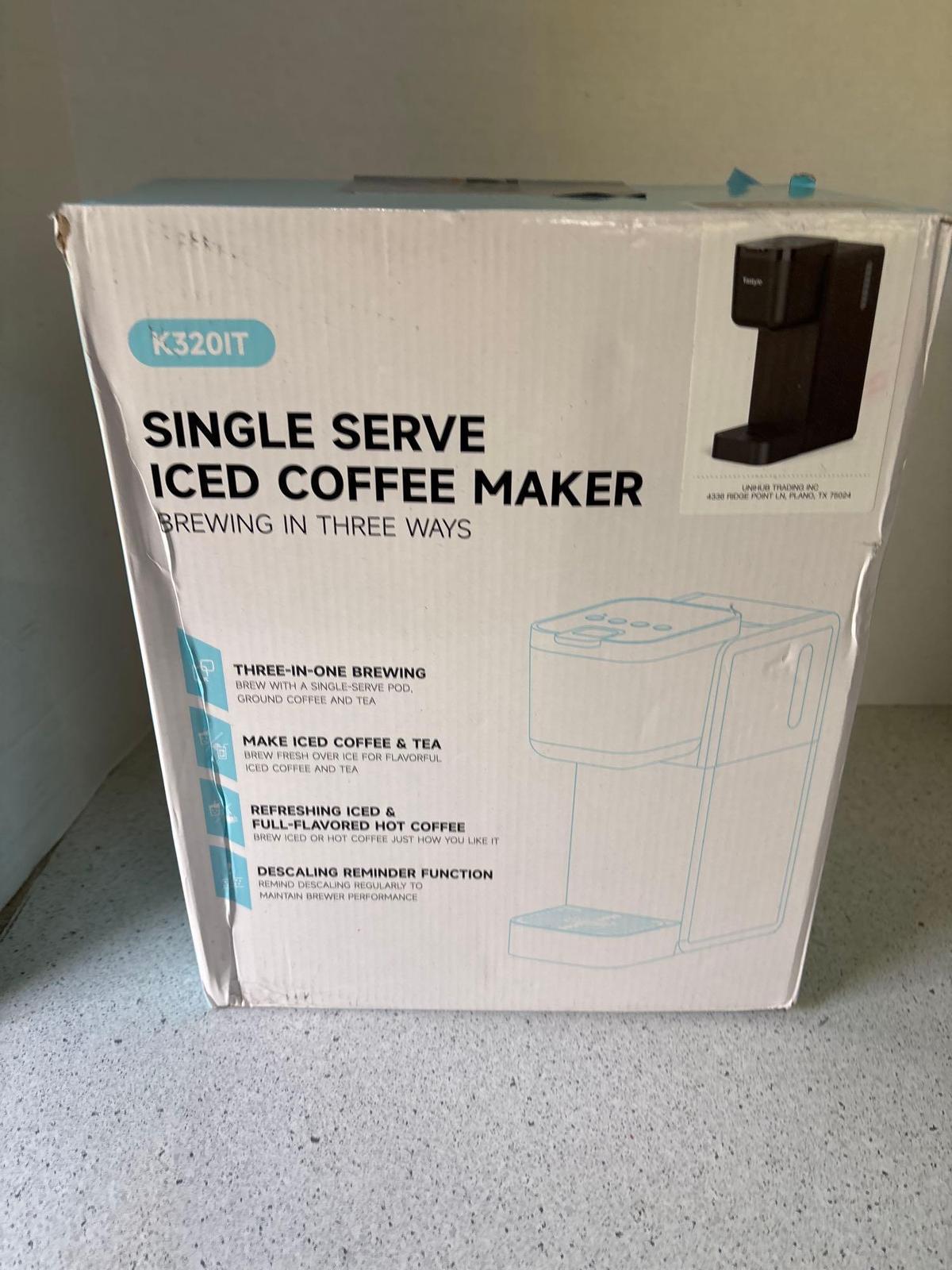 New open box single serve iced coffee maker