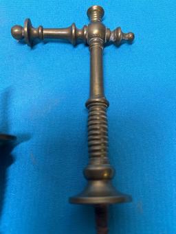 Vintage brass hall tree hooks