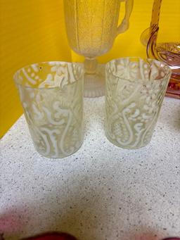 Tree of life pitcher and other glassware