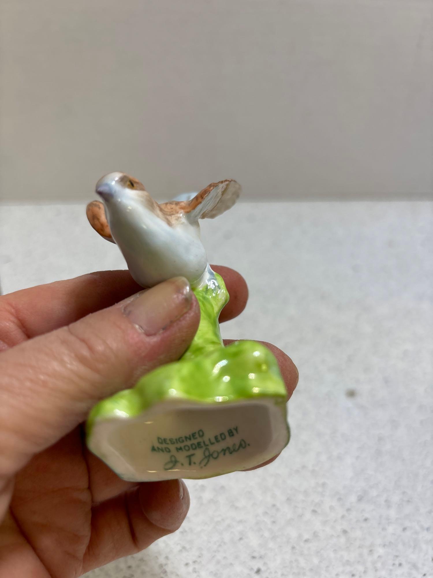 Two crown Staffordshire, bird figurines designed and modeled by JT Jones