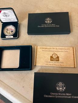 1992 silver dollar proof Columbus