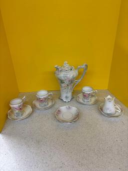 Royal Bayreuth rose chocolate pot, cups and saucers